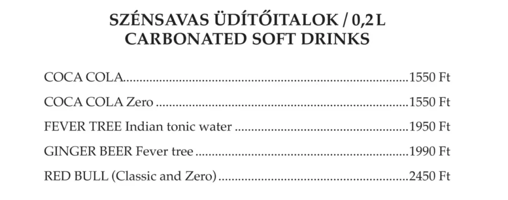 SZÉNSAVAS ÜDÍTŐITALOK / 0,2 L CARBONATED SOFT DRINKS